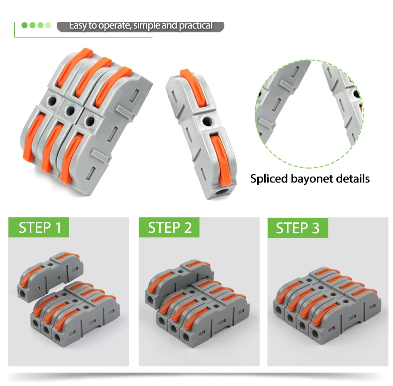 34PCS Boxed Lever Quick Home Wire Connectors Terminals Conductor Spliceable Butt Wiring Block Reusable Electrical Connectors