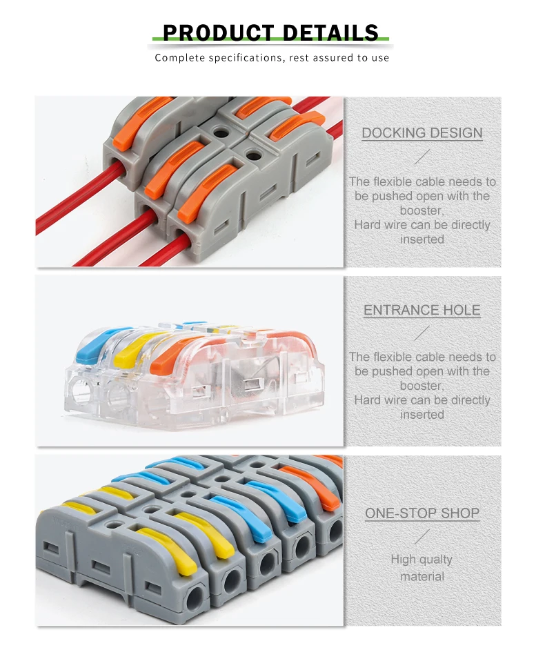 34PCS Boxed Lever Quick Home Wire Connectors Terminals Conductor Spliceable Butt Wiring Block Reusable Electrical Connectors