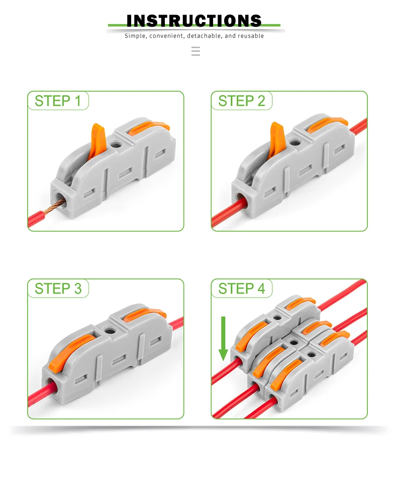34PCS Boxed Lever Quick Home Wire Connectors Terminals Conductor Spliceable Butt Wiring Block Reusable Electrical Connectors
