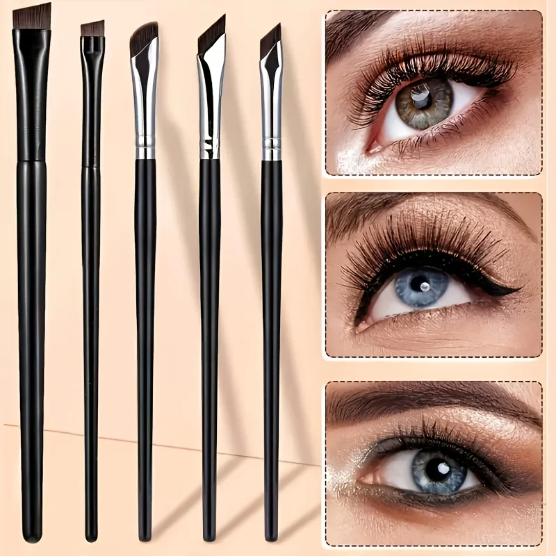 5pcs Eyeliner Brush Set, with Tilted Fine Blade, Suitable for Precise Application - Suitable for All Skin Types.
