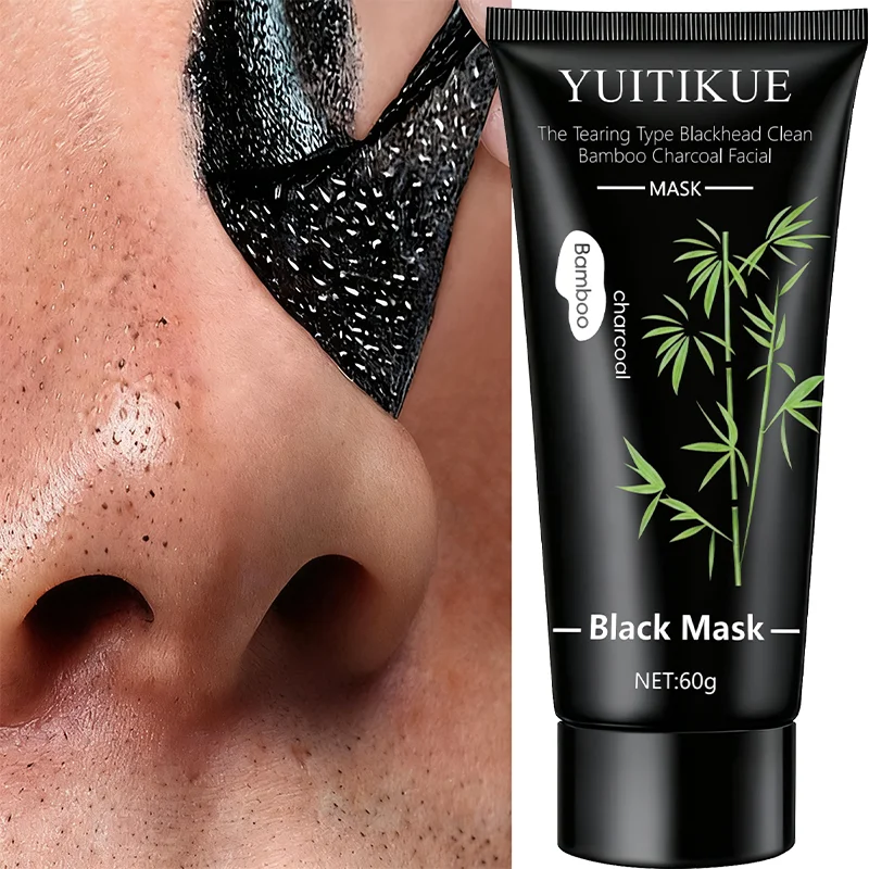 YUITIKUE Bamboo Charcoal Black Mask 60g - Tearing Type Deep Cleanse, Blackhead Removal for Clear Skin