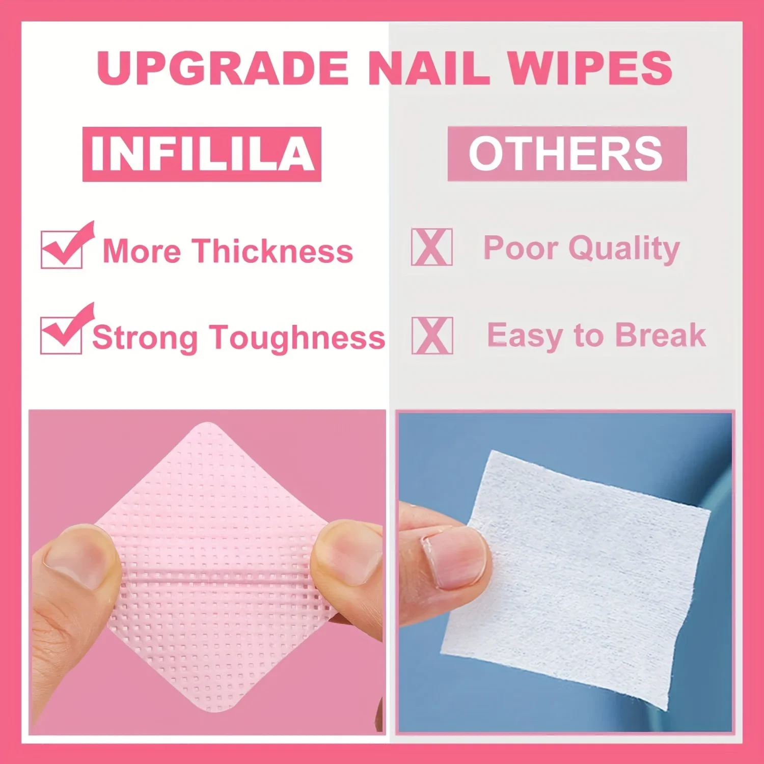 20-600pcs Lint-Free Nail Wipes Gel Cleansing Tissues Aluminum-Free Nail Polish Remover Pads for Nail Beauty Cleaning Care Tool