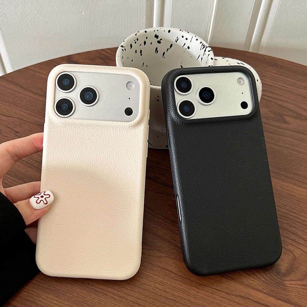 Luxury Leather Texture Phone Case For iPhone 18 17 Pro Max 17 Air 16 Plus 15 14 13 12 11 Pro Max Shockproof Soft TPU Cover Shell