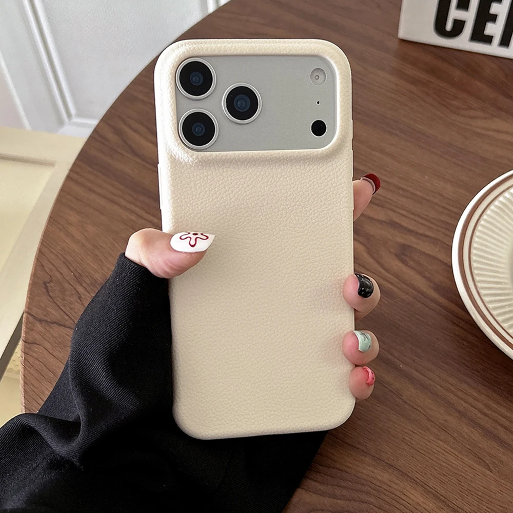 Luxury Leather Texture Phone Case For iPhone 18 17 Pro Max 17 Air 16 Plus 15 14 13 12 11 Pro Max Shockproof Soft TPU Cover Shell