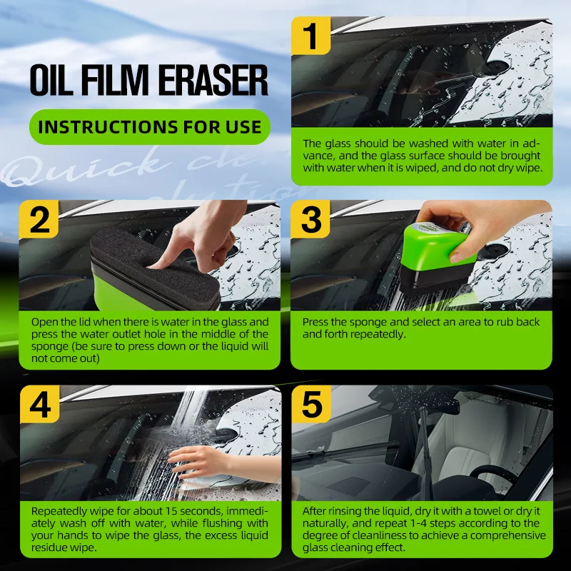 1/2/3pcs Automotive Car Oil Film Cleaning Brush,150ml Glass Oil Film Remover for Car Window,Windshield Brush For Car Care