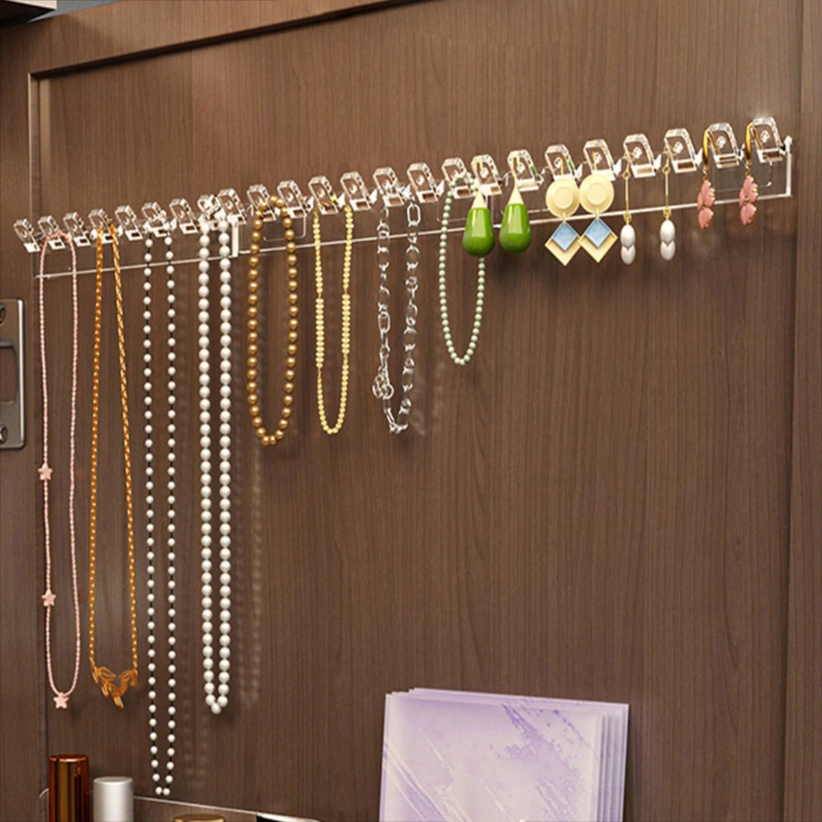 3/6/12/18pcs Necklace Storage Rack, Bracelet And Earrings Link With 8 Hooks, Anti-Tangle Wall-Mounted Jewelry Display Rack