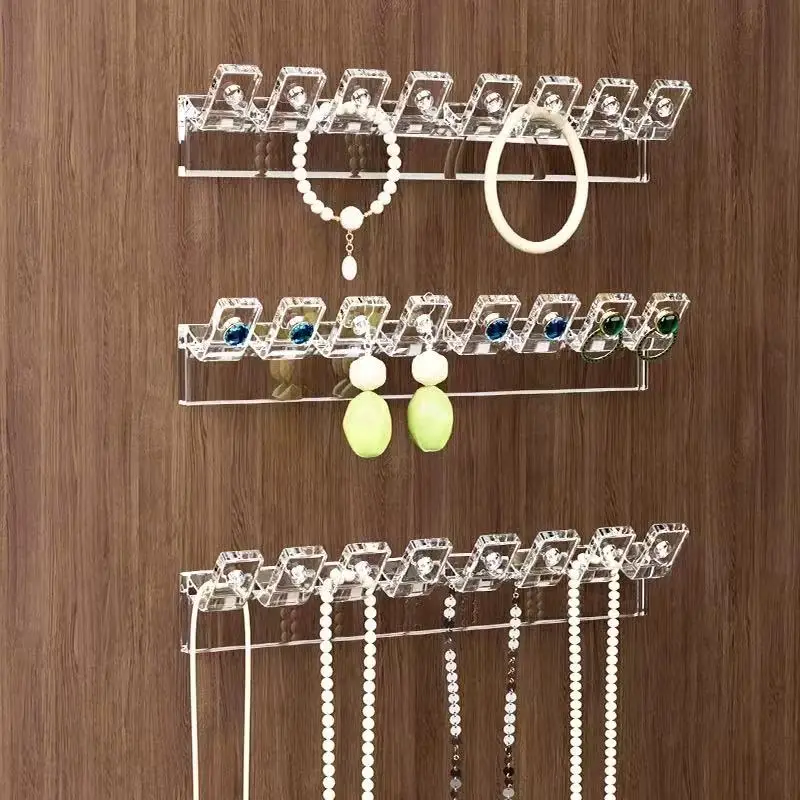 3/6/12/18pcs Necklace Storage Rack, Bracelet And Earrings Link With 8 Hooks, Anti-Tangle Wall-Mounted Jewelry Display Rack