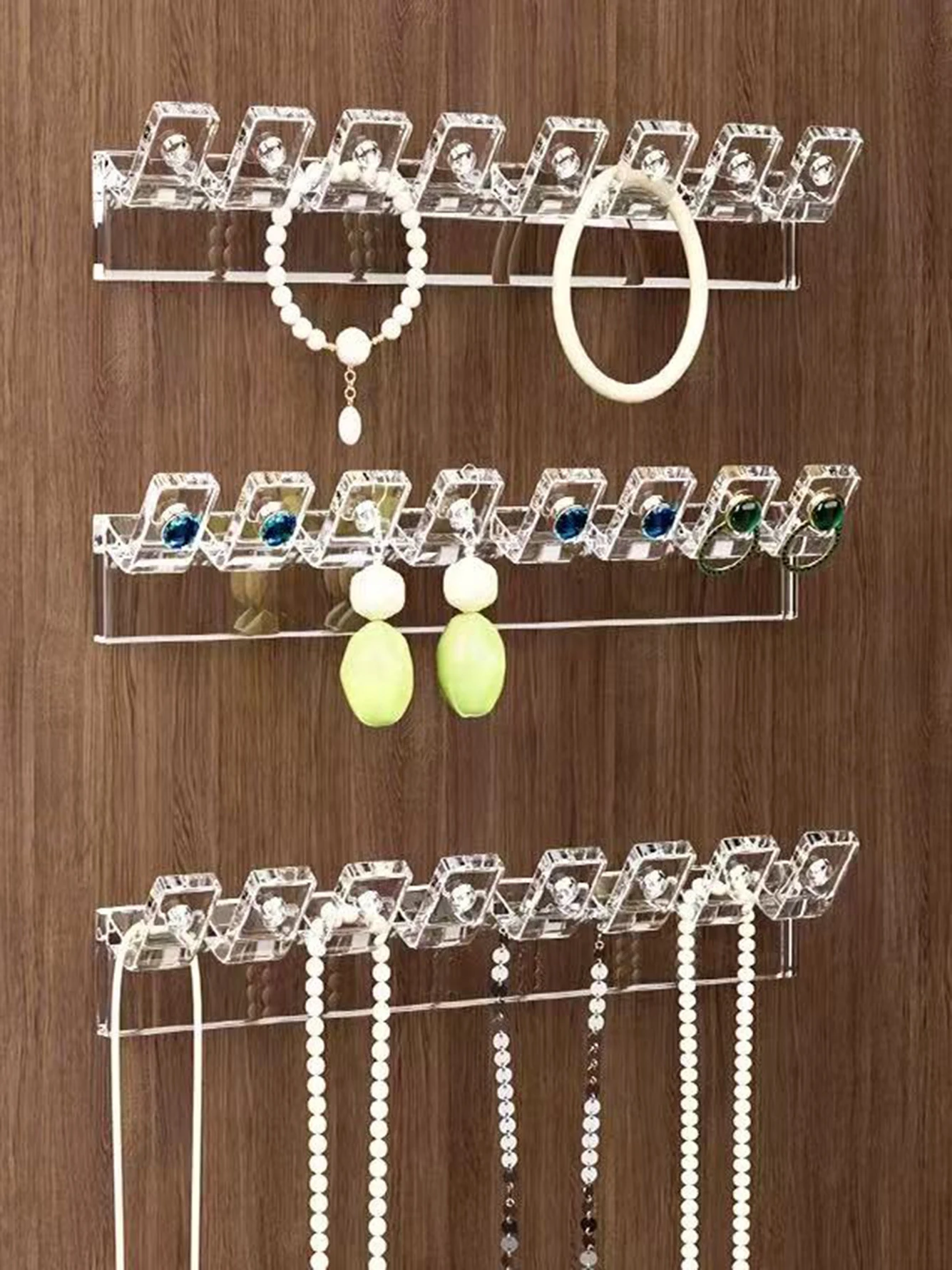 3/6/12/18pcs Necklace Storage Rack, Bracelet And Earrings Link With 8 Hooks, Anti-Tangle Wall-Mounted Jewelry Display Rack