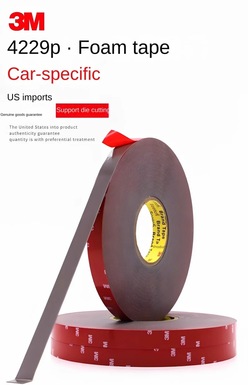 3M VHB Strong Double Sided Adhesive 3M 4229P 5-50mm Waterproof Traceless Foam Adhesive Tape For Car Home Indoor High Temperature