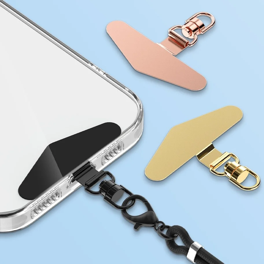 Anti-Lost Phone Lanyard Universal Replacement Connector Tether Tab Clip Metal Card Pad Adapter for IPhone Samsung Secure Fit