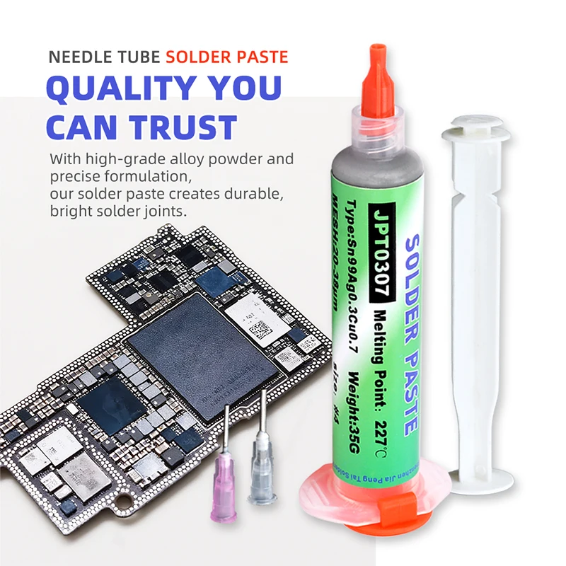 Lead Free High-Temperature Solder Paste Sn99 Ag0.3 Cu0.7 Needle Tube, Mobile Phone USB Socket Repair, LED Soldering