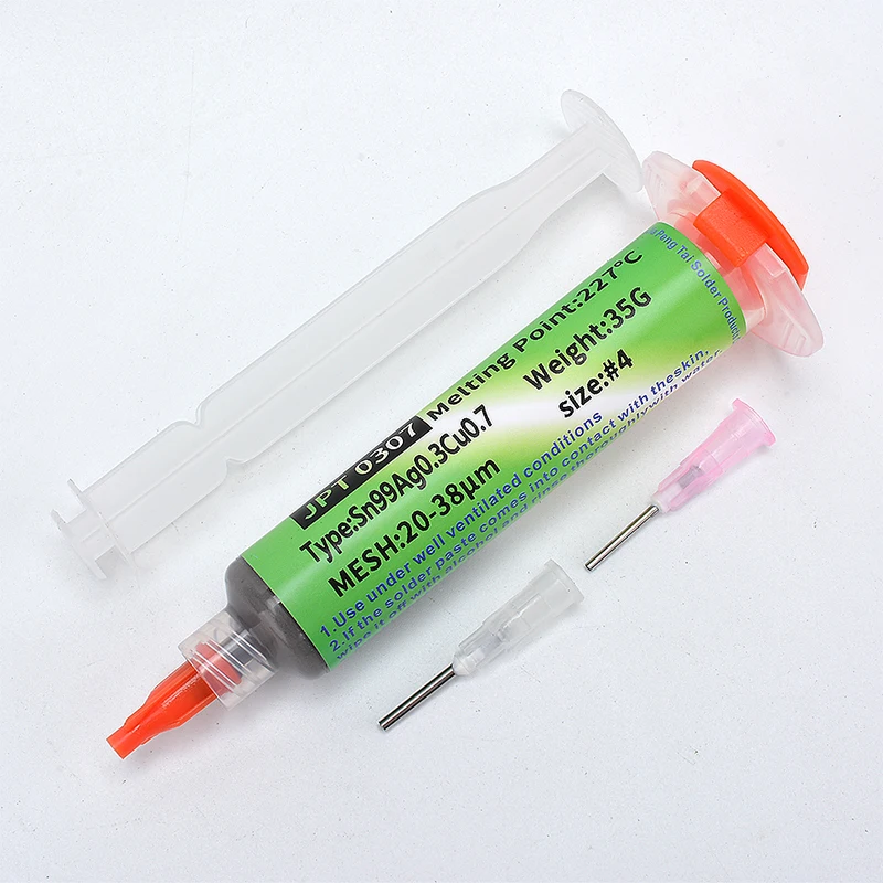 Lead Free High-Temperature Solder Paste Sn99 Ag0.3 Cu0.7 Needle Tube, Mobile Phone USB Socket Repair, LED Soldering