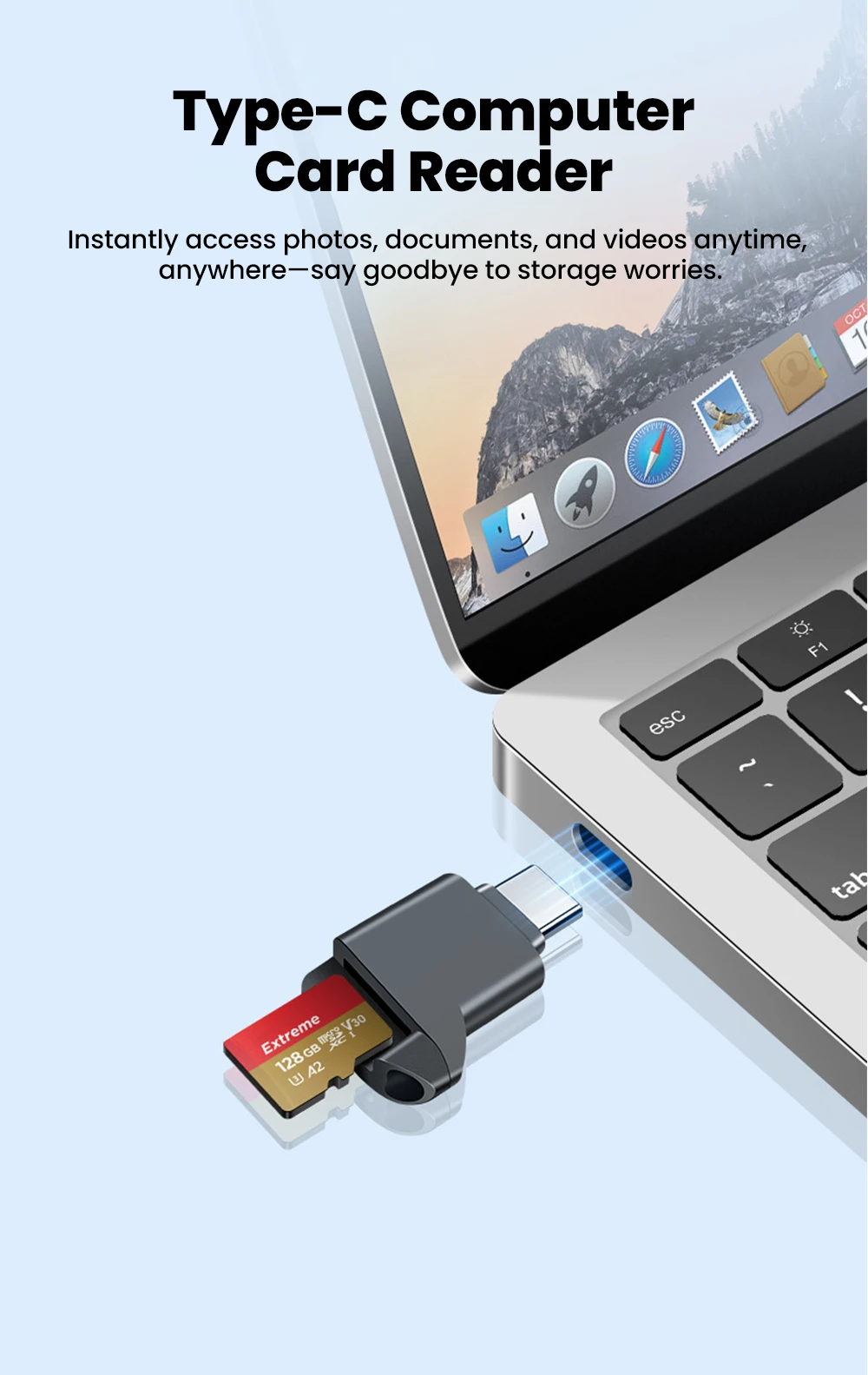 Type-C 2.0 Mini TF Card Reader External Storage Black Stretch for Memory Stick USB C 2.0 For Iphone 17 16 Mini TF Card Reader