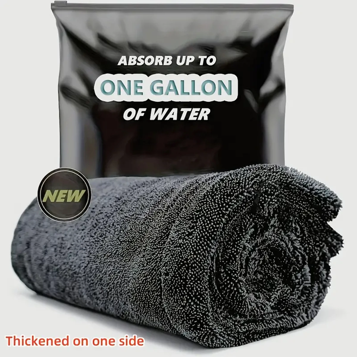 Dark Gray Car Microfiber Towel, Oversized Strong Absorbent Car Wash Cloth, High-Efficiency Cleaning Wipe Cloth