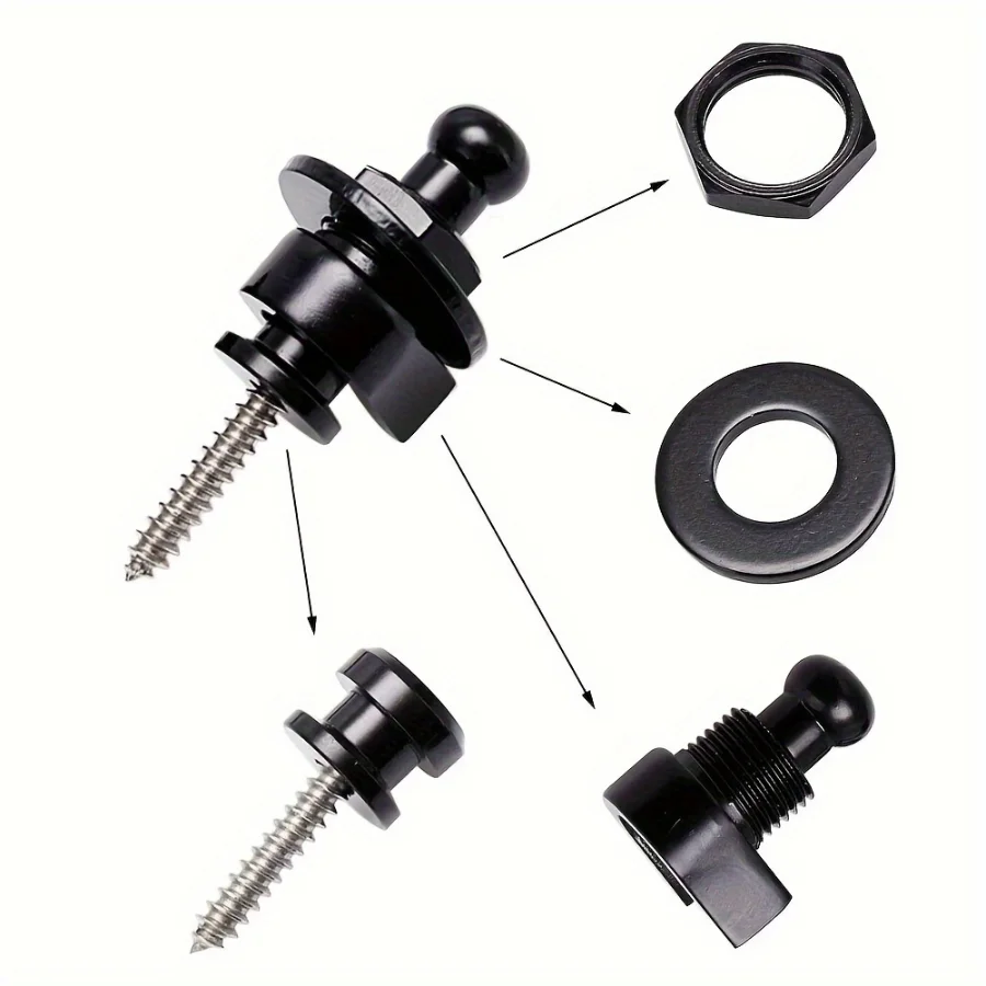 2pcs Premium Alloy Guitar with Lock Strap, Gold and Black, Safe and Stylish for Acoustic Guitar, Electric Guitar and Bass