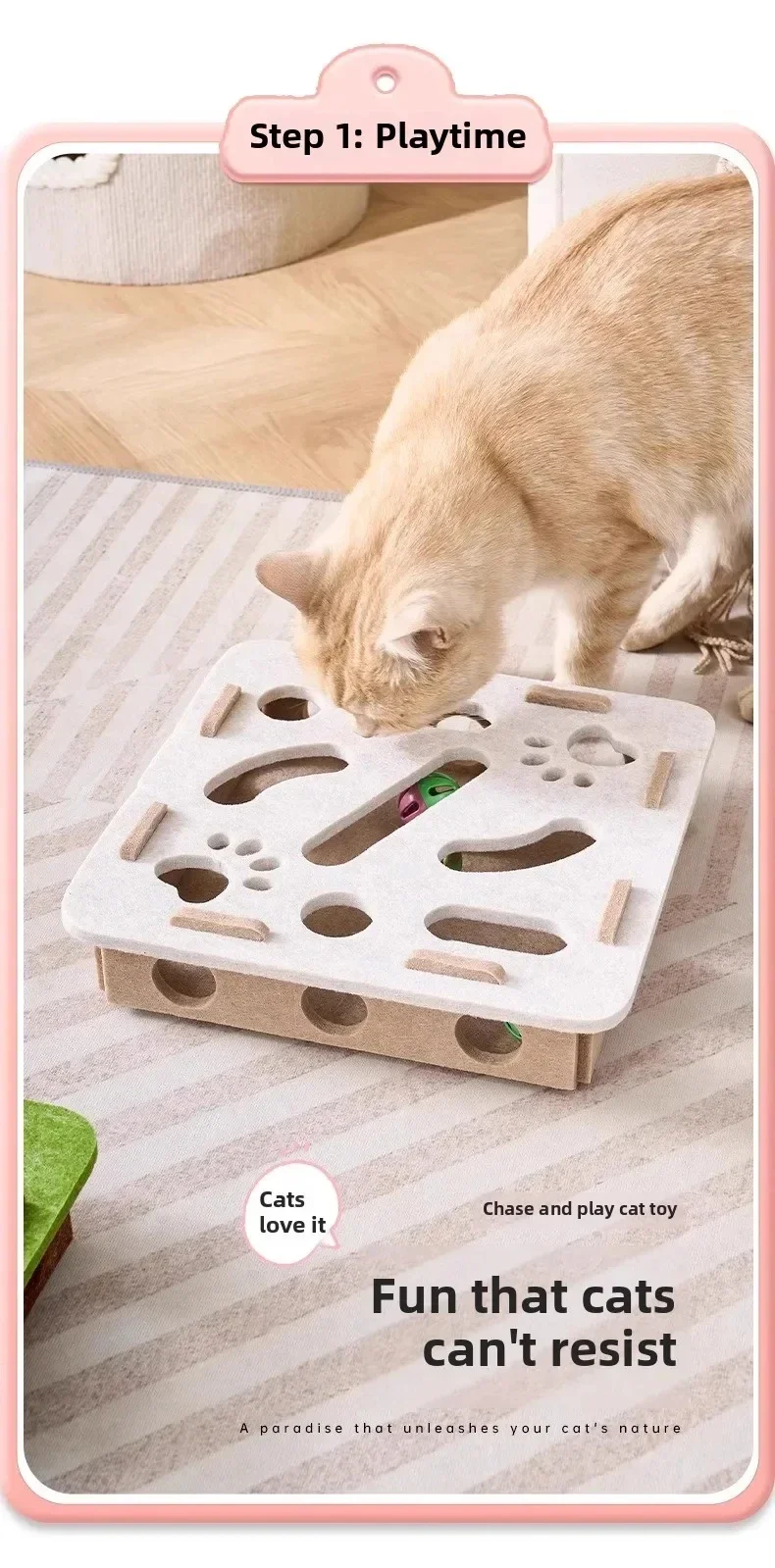 Cat Puzzle Toy Felt Puzzle Box Cat Exercise Toy With Ball Indoor Sports Entertainment Hunting Cat Toys For Indoor Cats