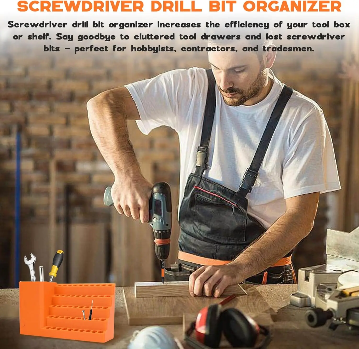 50-Hole Hex Screwdriver Bit Storage Box 1/4 Inch Impact Driver Bit Holder Organizer Durable Tool Box For DIY & Workshop