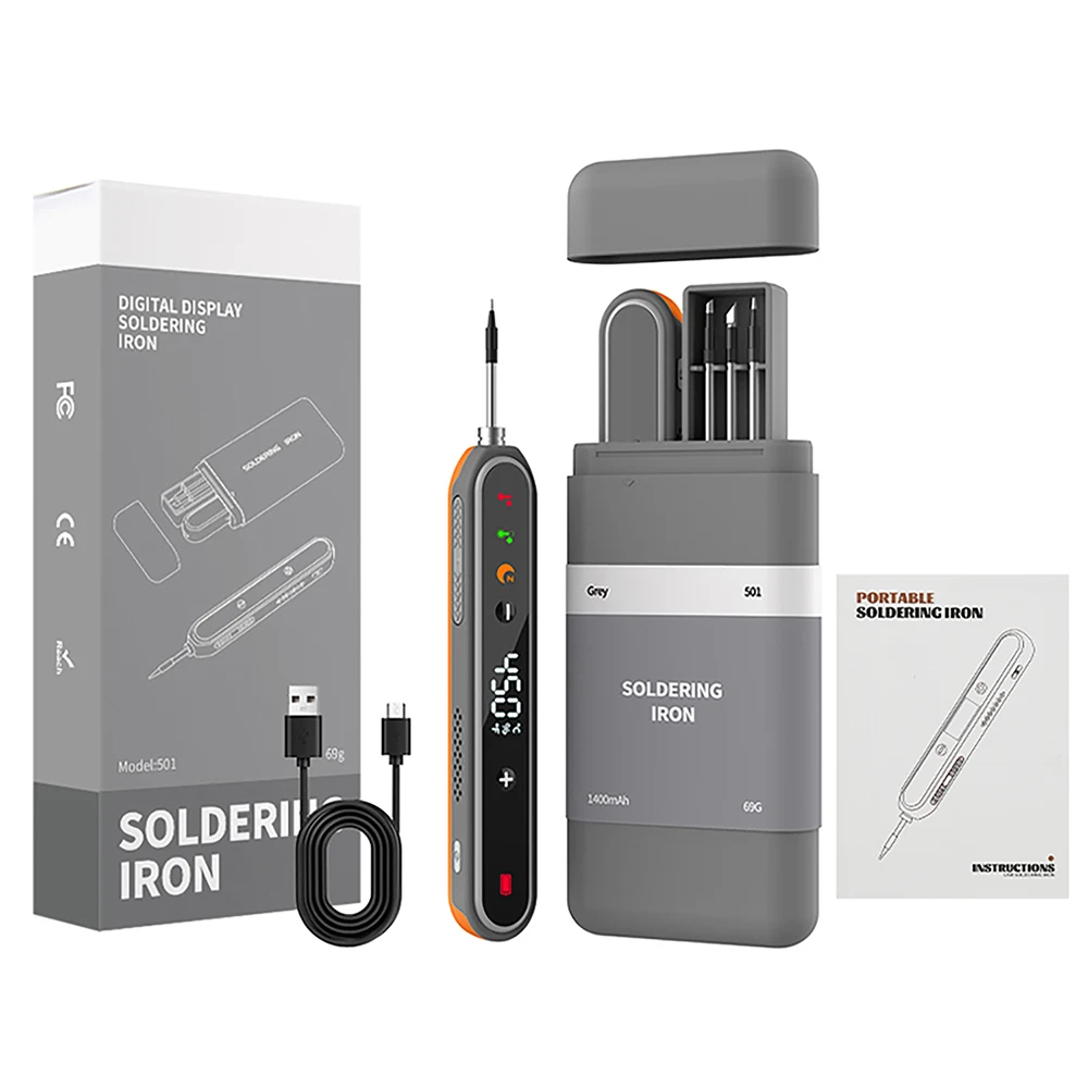 8-15W Type-C Digital Electric Soldering Iron Kit Intelligent Adjustable Temperature Fast Heating Mini Solder Irons Repair Tool