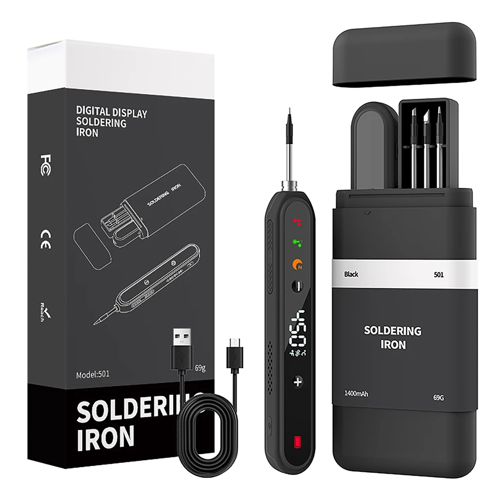 8-15W Type-C Digital Electric Soldering Iron Kit Intelligent Adjustable Temperature Fast Heating Mini Solder Irons Repair Tool