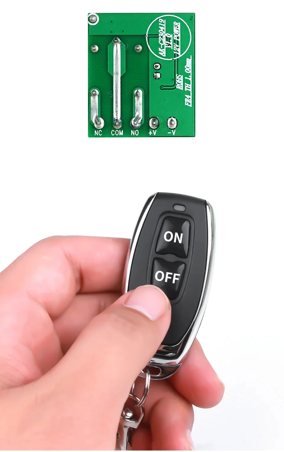 10A Relay Receiver Mini Module Remote Control f 433Mhz Universal Gate Remote Control Switch DC 12V or Gate LED Garage Door