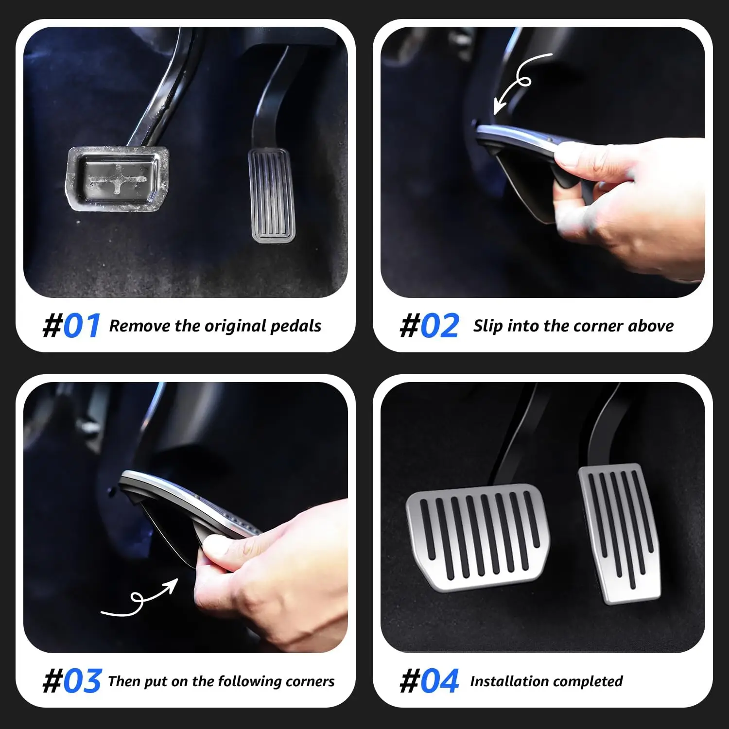 For Tesla Performance Pedal Pads Cover Foot Aluminum Non-Slip Pedals for Model Y(Juniper) Model 3(Highland) 3/Y 2017-2026