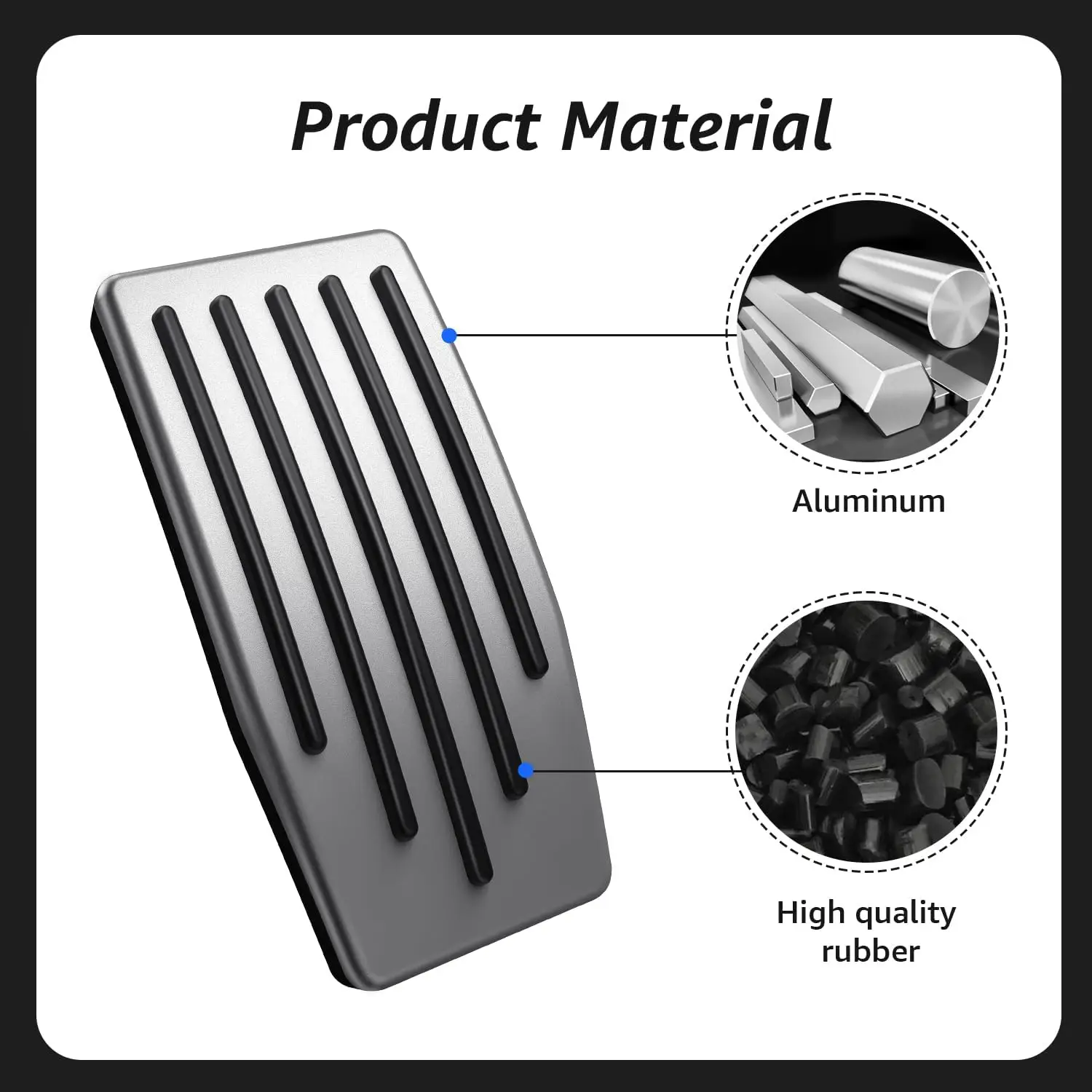 For Tesla Performance Pedal Pads Cover Foot Aluminum Non-Slip Pedals for Model Y(Juniper) Model 3(Highland) 3/Y 2017-2026