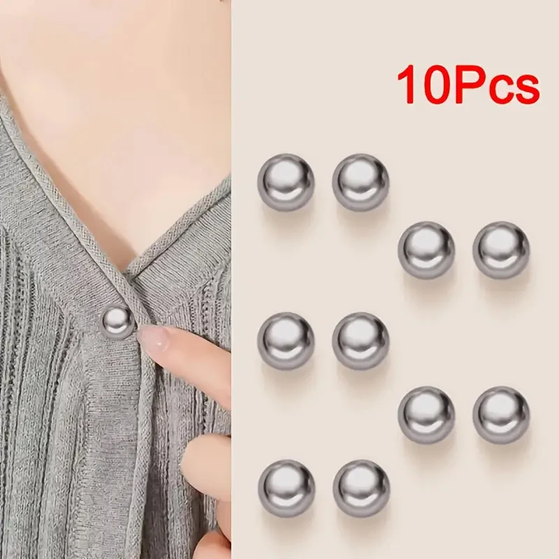 10pcs Pearl Button Pins ,DIY Decorative Safety Button Covers For Shoes, Hats, Bags, Shawls,Collar Needle Buckle Fixed Pin Brooch