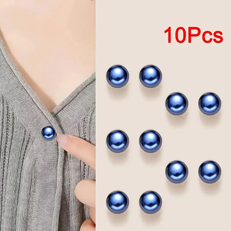 10pcs Pearl Button Pins ,DIY Decorative Safety Button Covers For Shoes, Hats, Bags, Shawls,Collar Needle Buckle Fixed Pin Brooch