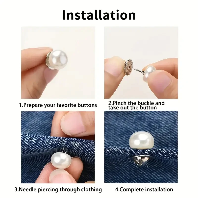 10pcs Pearl Button Pins ,DIY Decorative Safety Button Covers For Shoes, Hats, Bags, Shawls,Collar Needle Buckle Fixed Pin Brooch