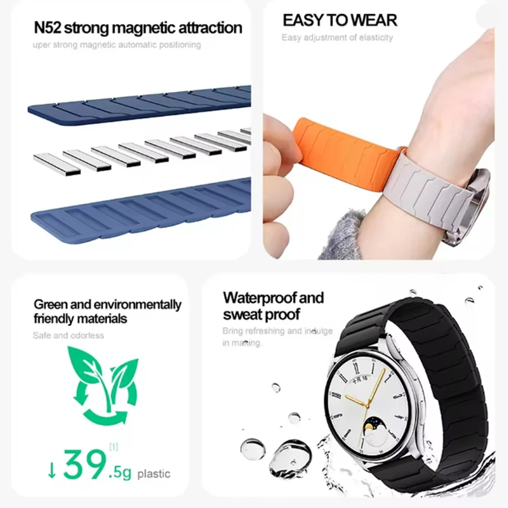 20/22mm Magnetic Strap For Huami AMAZFIT BIP 6 5 UNITY Silicone Loop Band GTR 4/3/3 Pro 2e GTS 4 mini 3 BALANCE Sports Watchband