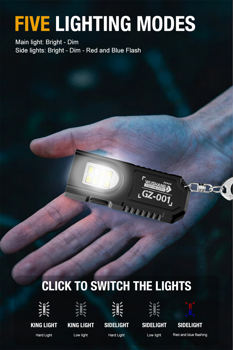 Portable Waist Hanging Keychain, Mini Flashlight, Multifunctional Emergency Charging, Anti Key Chain, Super Large, Bright, House