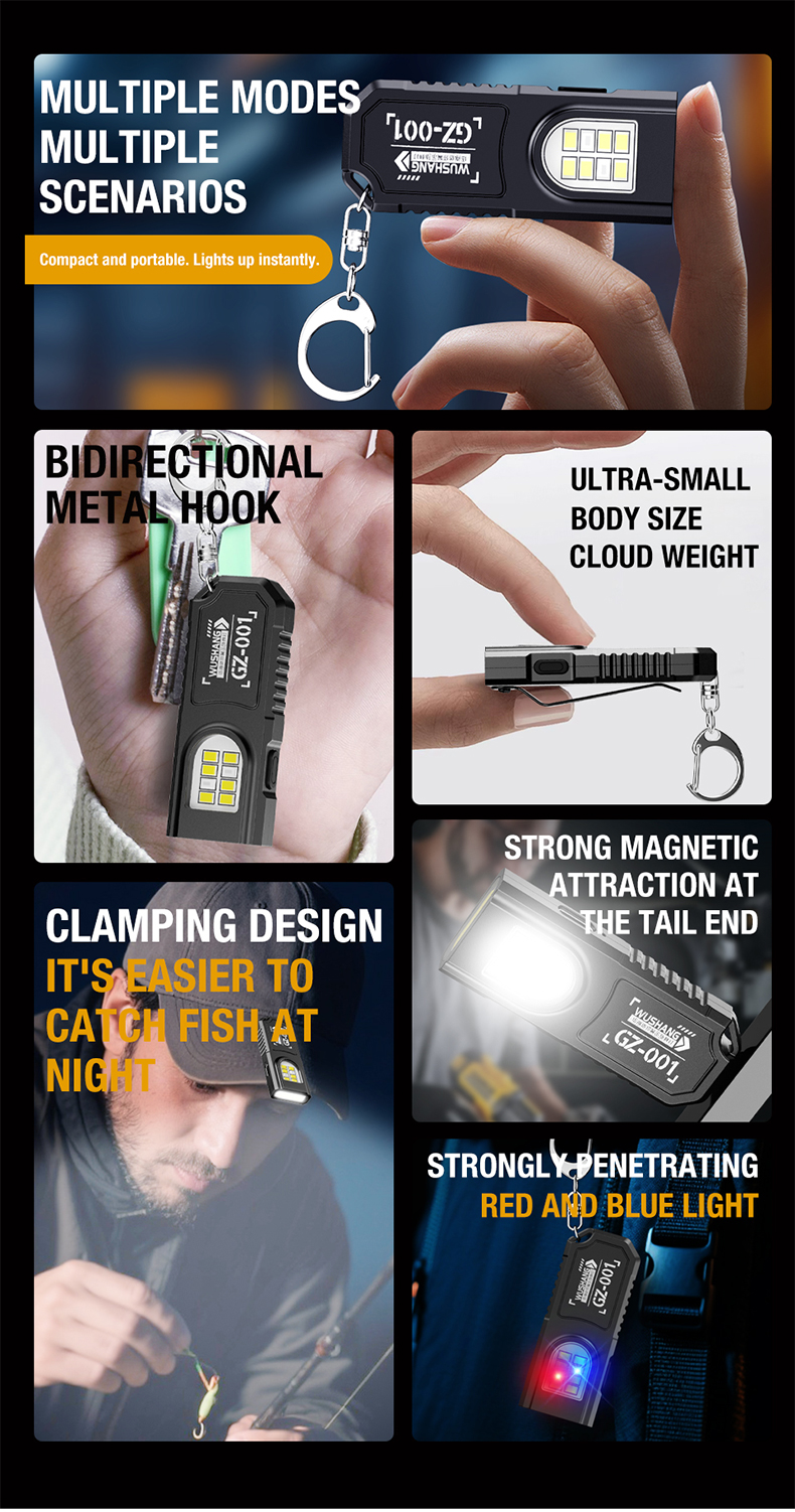 Portable Waist Hanging Keychain, Mini Flashlight, Multifunctional Emergency Charging, Anti Key Chain, Super Large, Bright, House