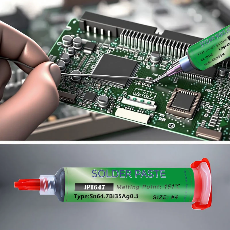Sn64.7Bi35Ag0.3 Lead Free Solder Paste Syringe No-Clean Soldering Paste for SMT PCB BGA Repair Low Temperature Welding Flux