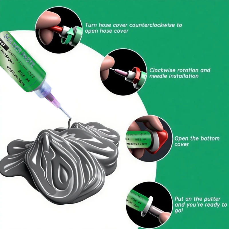 Sn64.7Bi35Ag0.3 Lead Free Solder Paste Syringe No-Clean Soldering Paste for SMT PCB BGA Repair Low Temperature Welding Flux