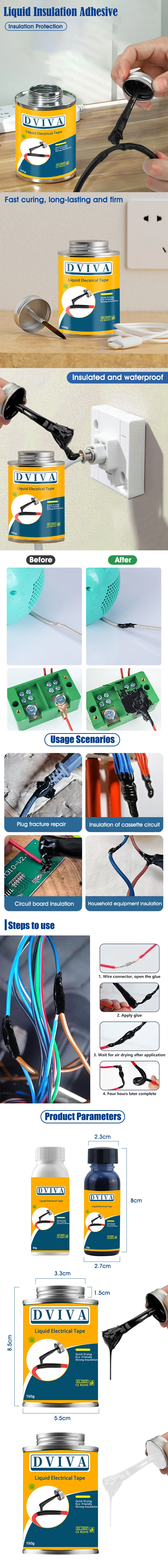 Waterproof Liquid Insulation Paste Fast Drying Electrical Glue Wire Cable Coat Fix Line Glue Home Use Rubber Insulation Paste