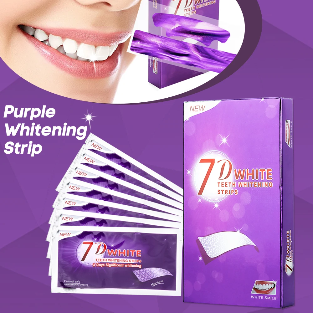 Purple Teeth Whitening Strip No Sensitive Teeth Bleaching Strip Colour Corrector Instant Teeth Clean Strip,At-Home Teeth Whiter