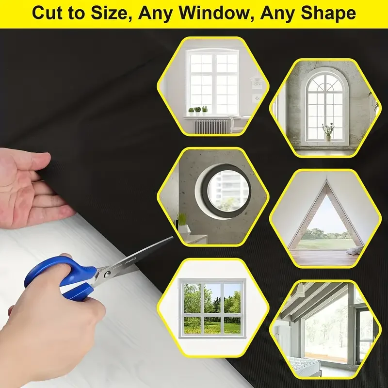 95-98% Blackout Curtain DIY Portable Travel Removable Blocking Darkest Window Film Cloth Self-adhesive Window Shades