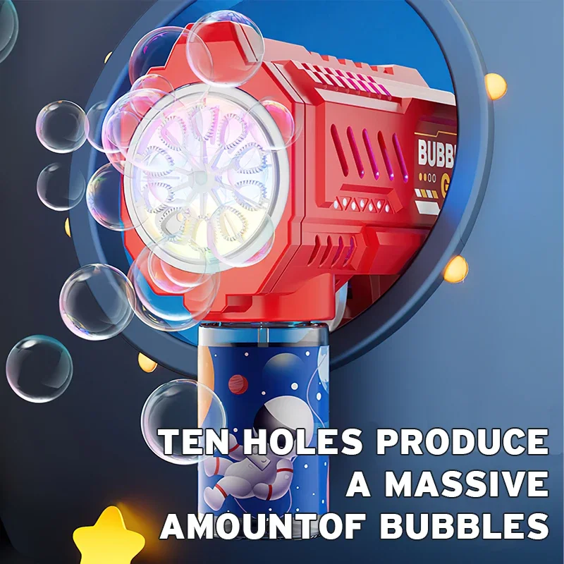 Fully Automatic Bubble Gun Rocket Bubble Machine, Automatic Air Blowing Device, Bubble Liquid Toy for Beach and Outdoor Use, Bea