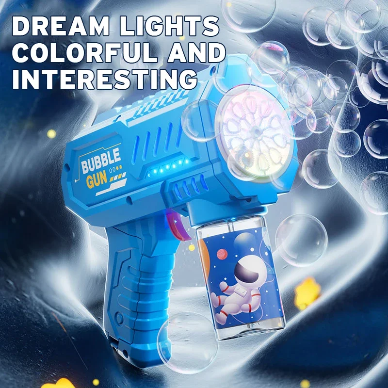 Fully Automatic Bubble Gun Rocket Bubble Machine, Automatic Air Blowing Device, Bubble Liquid Toy for Beach and Outdoor Use, Bea
