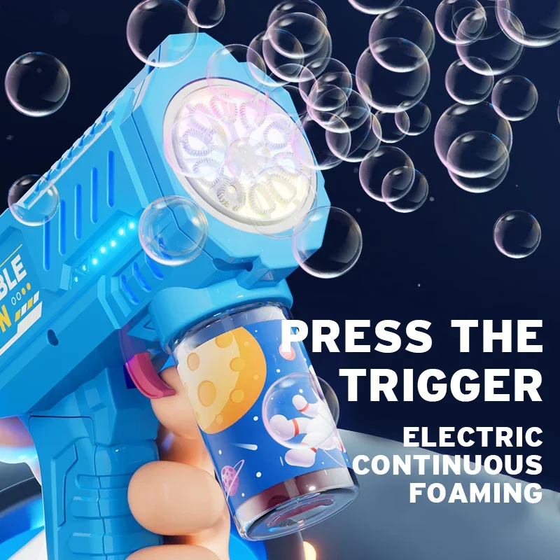 Fully Automatic Bubble Gun Rocket Bubble Machine, Automatic Air Blowing Device, Bubble Liquid Toy for Beach and Outdoor Use, Bea