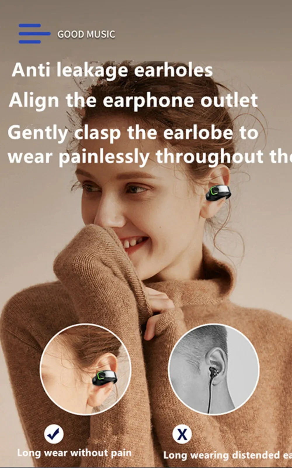 BT Earphone Clip On Monaural Inear Motion Stereo Bone Conduction Gd28 Business Wireless Earphone Mini Monaural Tws