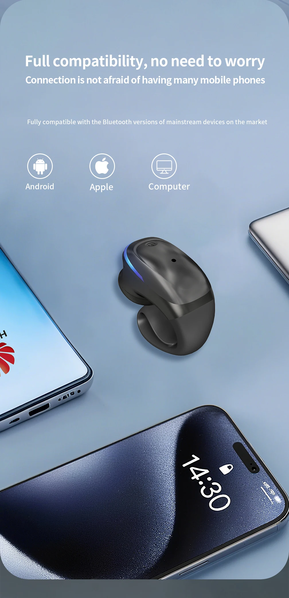 BT Earphone Clip On Monaural Inear Motion Stereo Bone Conduction Gd28 Business Wireless Earphone Mini Monaural Tws