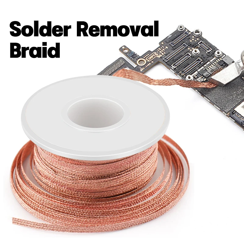 Flux Coated Desoldering Braid Solder Wick 2/3/4mm Width, 1.5M 3M 10M Length, High Purity Copper for Fast PCB BGA SMD Repair