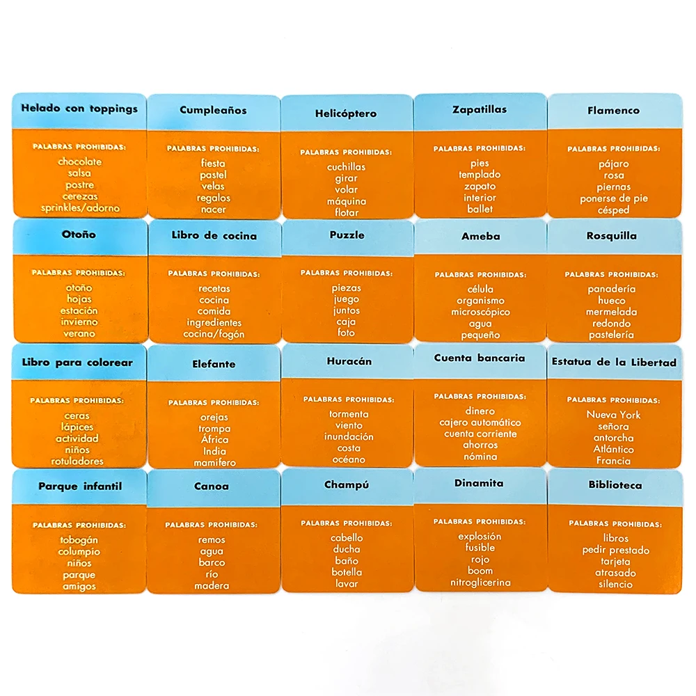 Spanish Mini Size Game Cards " Name That Word !" 50 Pcs Cards Game Family Gathering Card Game Camping Game
