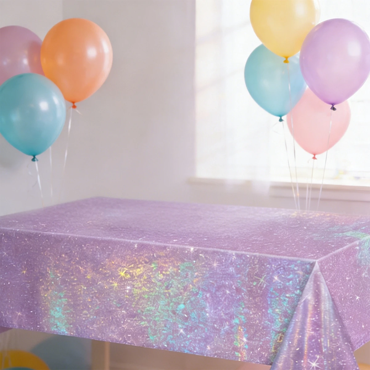 Purple Laser Disposale Tablecloth Happy Birthday Party Decoration Wedding Party Aluminum Film Table Cover Baby Shower Supplies