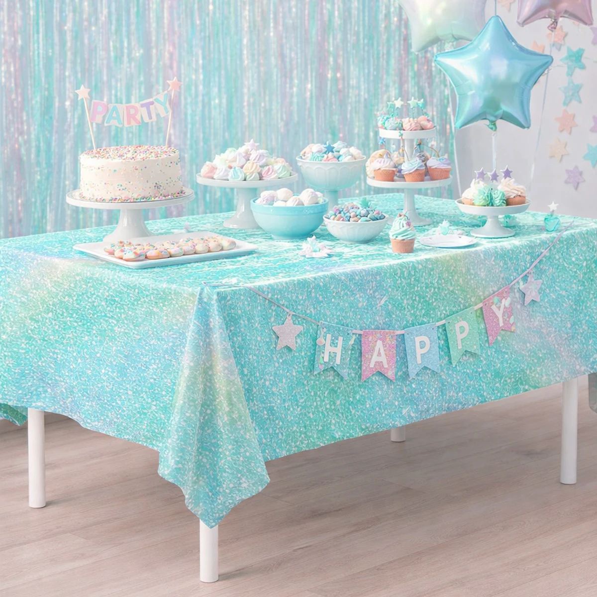 Purple Laser Disposale Tablecloth Happy Birthday Party Decoration Wedding Party Aluminum Film Table Cover Baby Shower Supplies