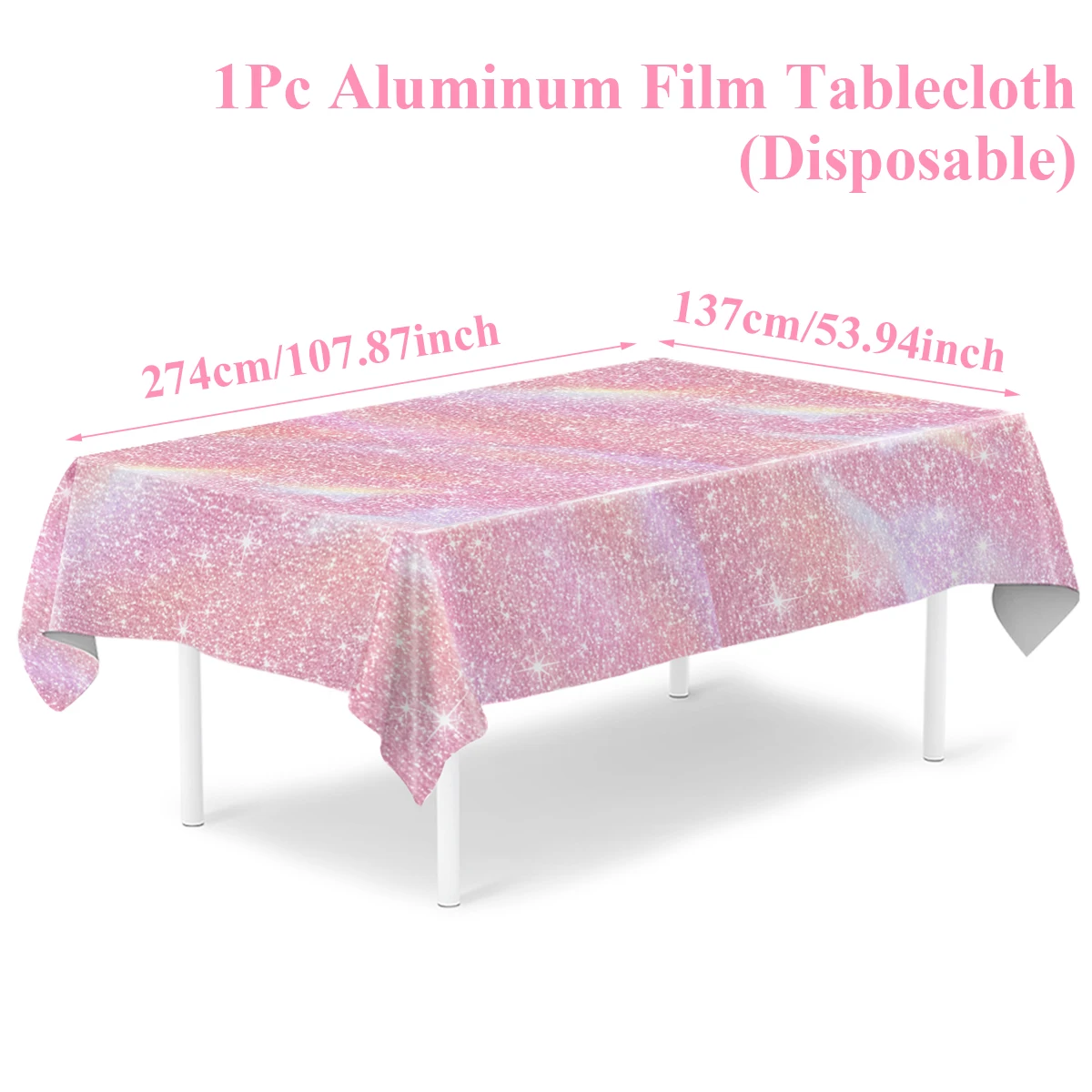 Purple Laser Disposale Tablecloth Happy Birthday Party Decoration Wedding Party Aluminum Film Table Cover Baby Shower Supplies