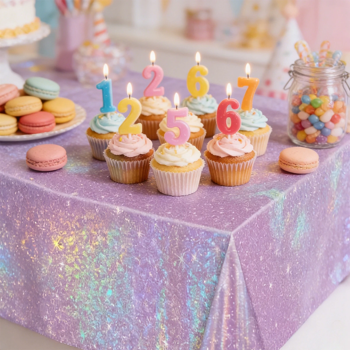 Purple Laser Disposale Tablecloth Happy Birthday Party Decoration Wedding Party Aluminum Film Table Cover Baby Shower Supplies