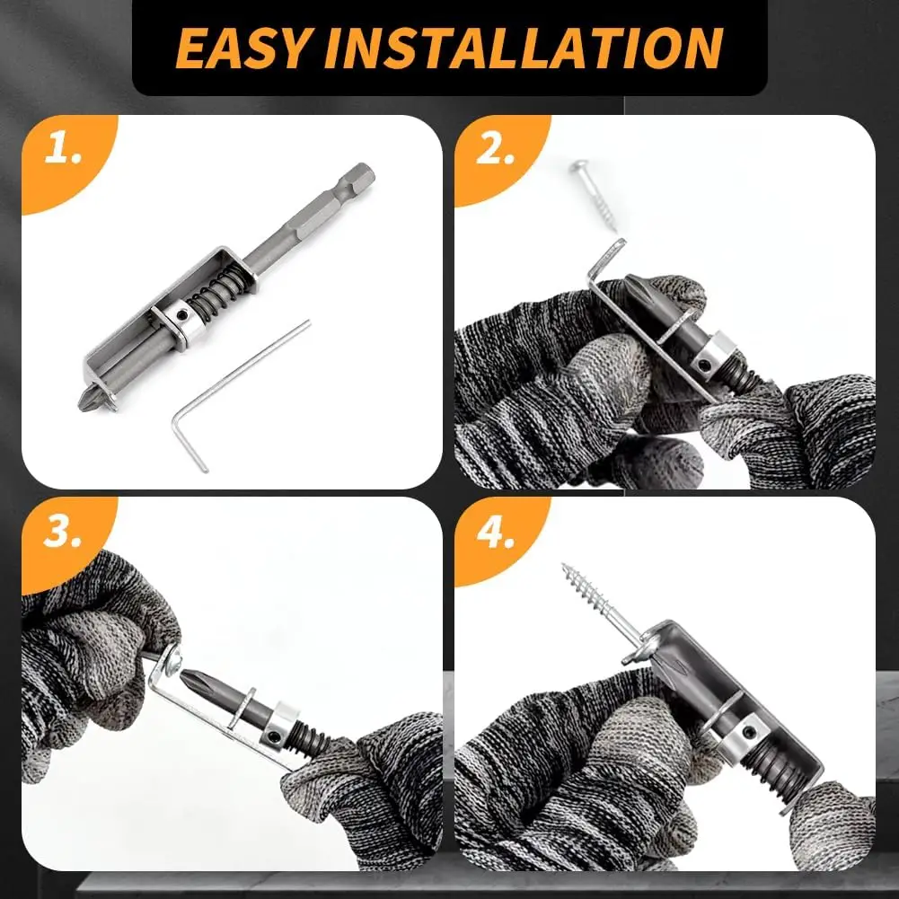 Spring-Loaded Screw Holder Drill Bit Anti-Drop Screwdriver Bit Fixing Clamp Set Screw Holder Drill Bit Phillips Screwdriver Bit