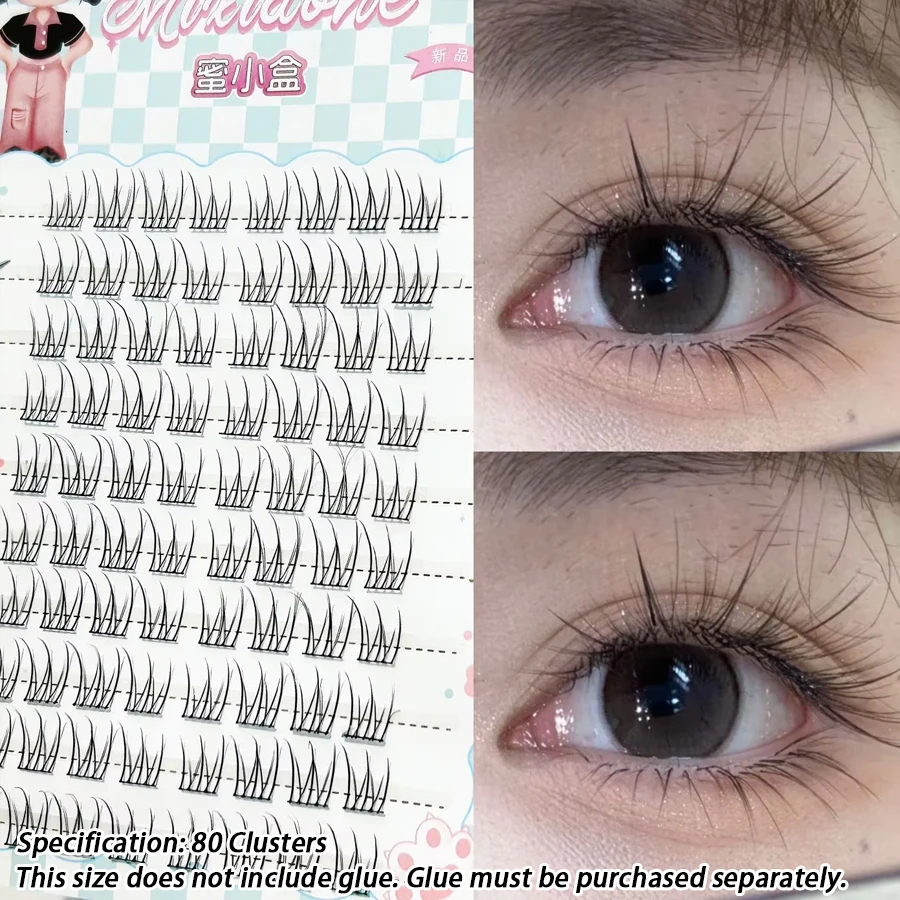 Mixiaohe Glueless Eyelashes 48 Clusters 10-13mm C Curl Natural Fluffy Segmented Lashes for Beginners